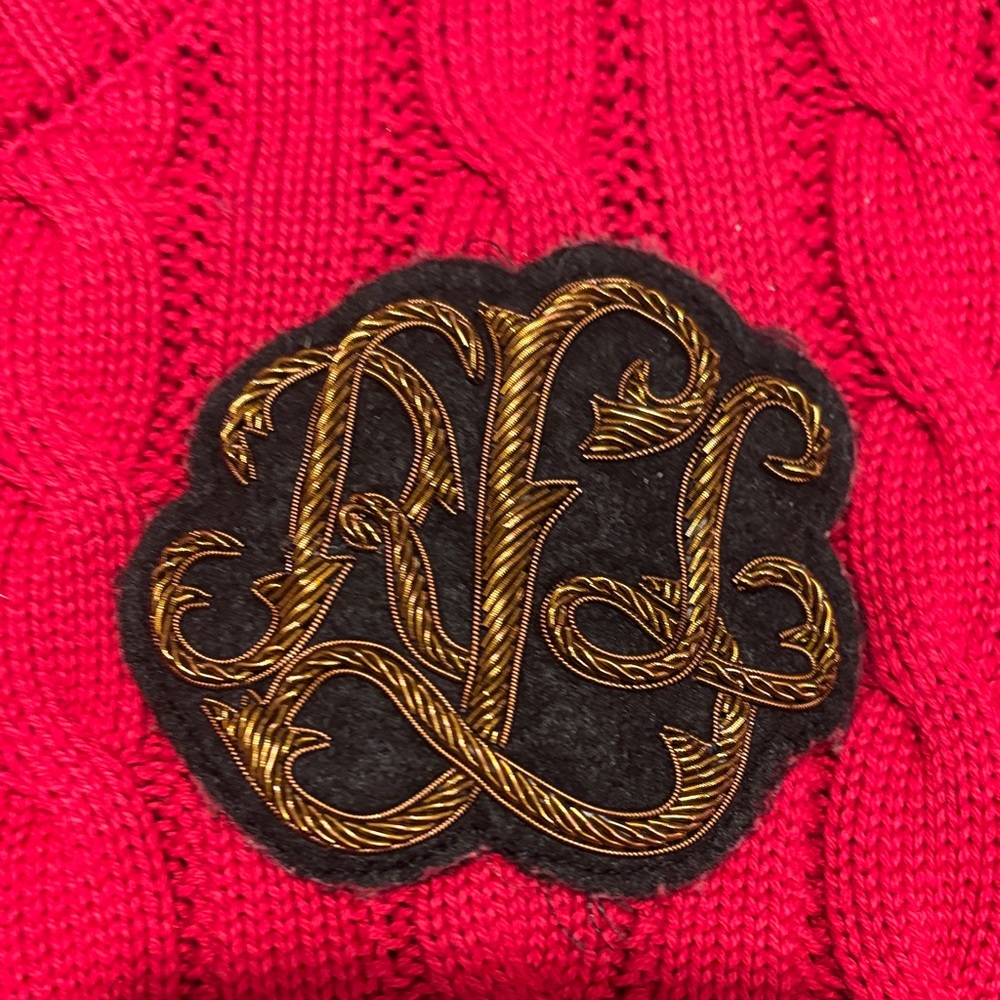 Lauren Ralph Lauren Red Cable Knit Sweater size L - Picture 5 of 12